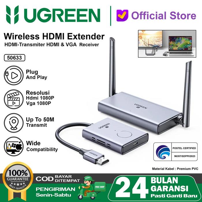 Gambar UGREEN Wireless 5G HDMI Extender Audio Video Transmitter Receiver 30 Meter - 50633A dari UGREEN Official Store undefined Tokopedia