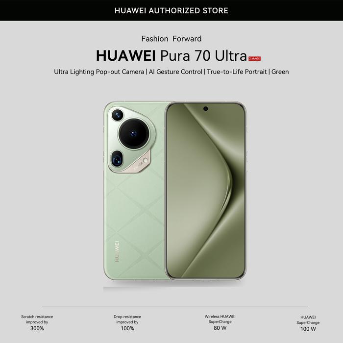 Gambar HUAWEI Pura 70 Ultra Smartphone | Ultra Lighting Pop-out Camera | Ultra Speed Snapshot | Crystal Armour Kunlun Glass - Green dari Huawei Authorized Store undefined Tokopedia