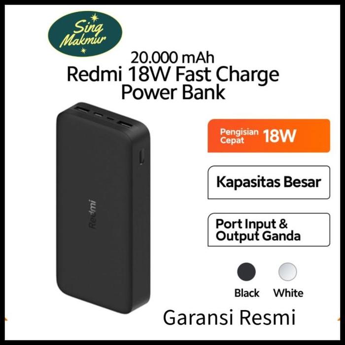 Jual Xiaomi 20000Mah Redmi 18W Fast Charge Power Bank Garansi