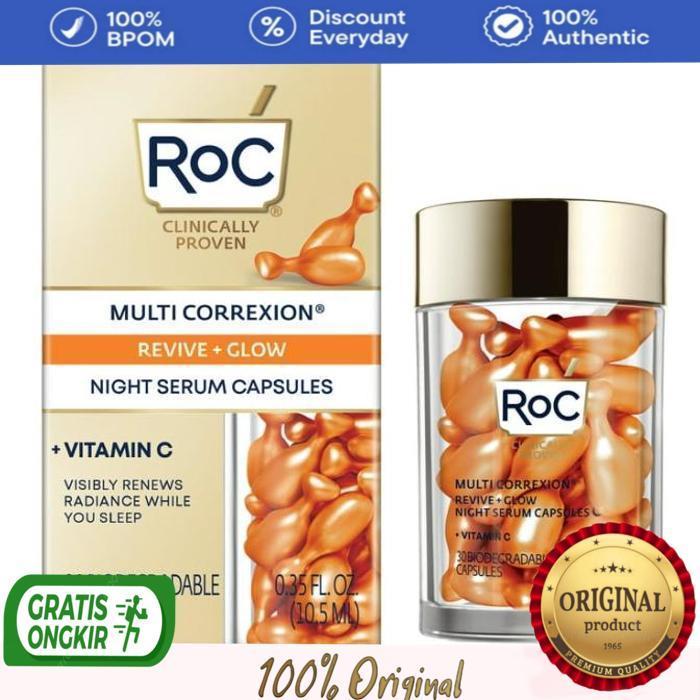 Gambar Roc Multi Correxion Revive + Glow Night Serum Capsules + Vitamin C Bersegel - 30pcsBOX PENYOK dari Willycantika undefined 5 Tokopedia