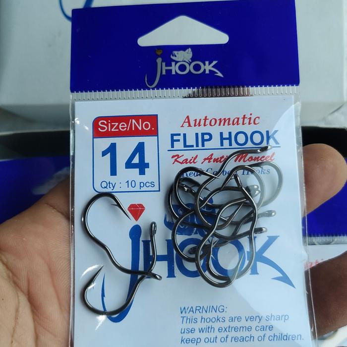 Gambar mata kail pancing anti moncel Jhook Automatic Flip Hook - No. 10 - 14 dari triva_pancing undefined Tokopedia