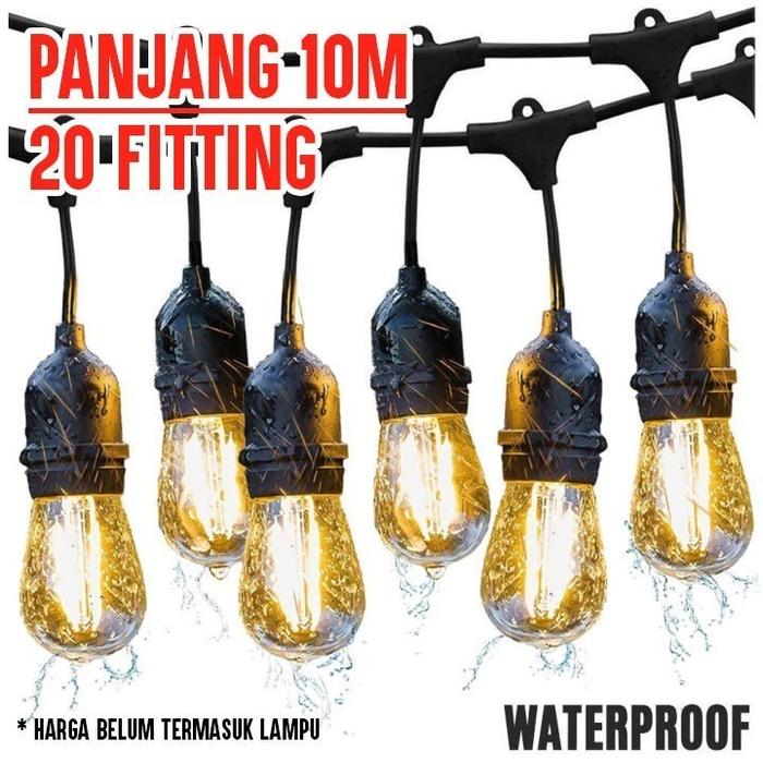 Gambar Kabel fiting lampu cafe gantung 10m 10 m dekorasi outdoor fitting - 10m 20fiting dari Listrik-store undefined Tokopedia