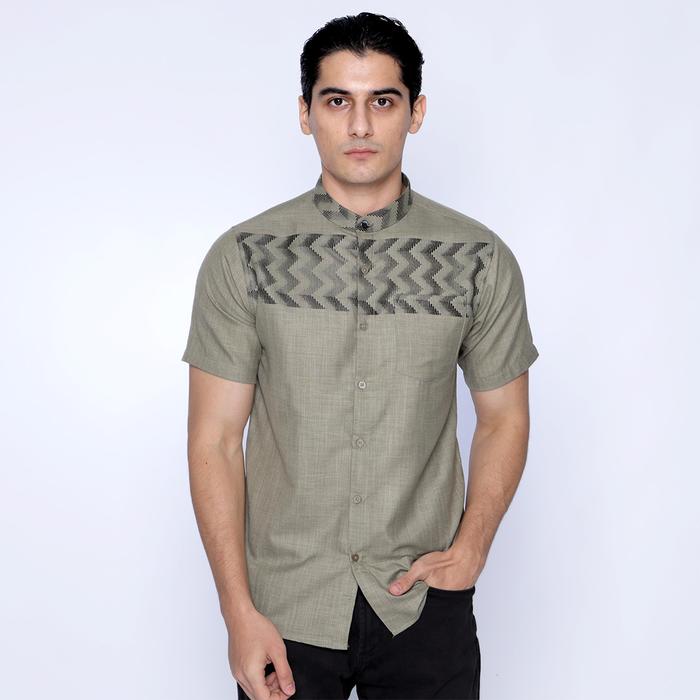 Gambar Casella Baju Koko Pria Lengan Pendek | Baju Koko Hadid Horizontal - 4043 GreenOlive, XL dari Casella Apparel undefined Tokopedia