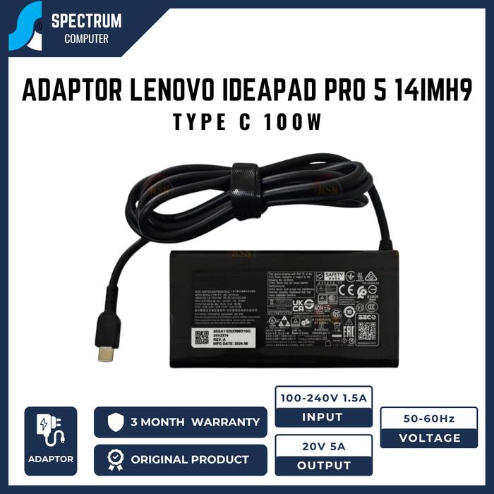 Gambar ADAPTOR CHARGER LENOVO IdeaPad Pro 5 14IMH9 14AHP9 ADL100YLC3A ADL100YDC3A 20V 5A Type C 100W dari Spectrum Computer_NEW undefined Tokopedia