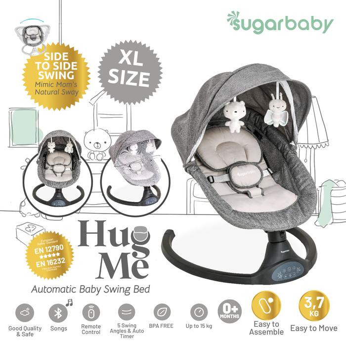 Gambar Sugar Baby Hug Me K-SERIES Automatic Baby Swing BED/ Ayunan Bayi - Bed Black Bed Grey - Black dari Sugarbaby.co.id undefined Tokopedia