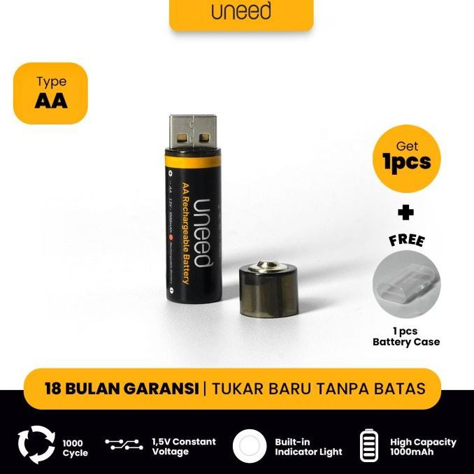 Gambar Terlaris UNEED Battery Rechargeable AA / Baterai AAA - AA with Type C / USB A - AA - 1pc dari berkah barokahjaya undefined Tokopedia