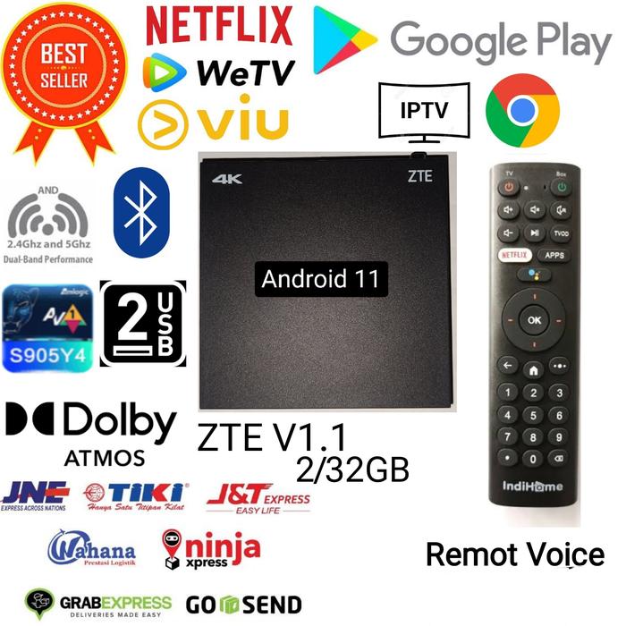 Gambar Tv Android Box Zte B860H V5 4K Android 9 Root & Unlock, Full Aplikasi - V1.1 Voice, Kabel Hdmi dari ErwinAcc undefined Tokopedia