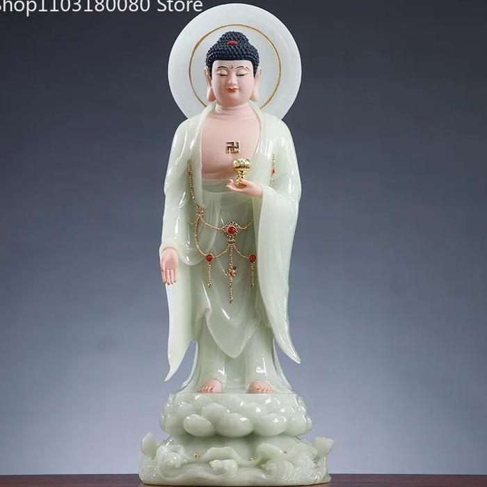 Gambar IMPORT WHITE MARBLE AMITABHA BUDDHA STATUE GUANYIN MAHASTHAMAPRAPTA BODHISATTVA SCULPTURE LARGE,40CM,48CM,68CM - Amitabha, High 40cm dari Simona store undefined Tokopedia