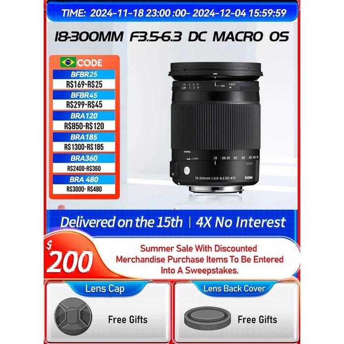 Camera Lens Used Wide Angle Lens For Canon New Sigma 18-300mm F35