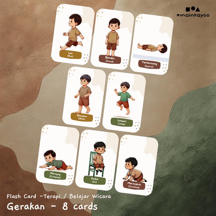 Gambar Flash Card Aesthetic - Kartu Terapi Wicara - Belajar bicara kosa kata - Flashcard Compic - Gerakan dari mainkayoo undefined Tokopedia