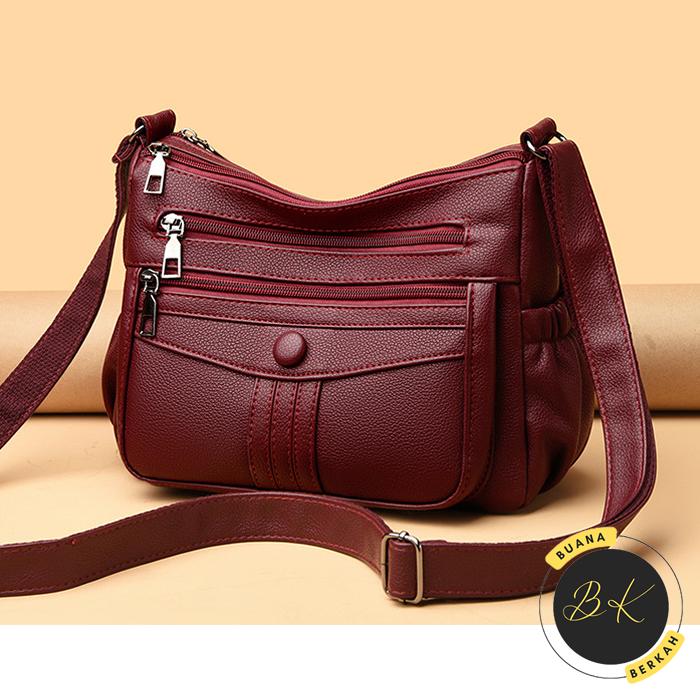 Gambar Tas Selempang Wanita Murah - Kulit Anti Basah | Tas Bahu Korea Impor Harga Murah - Merah Anggur dari Buana Berkah Jakarta undefined Tokopedia