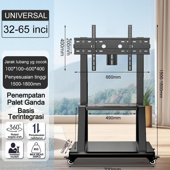Gambar Bracket Standing TV roda dorong LED TV 32- 85 Inci /Bracket standing roda LED TV - 32"-65" dari CV IKAINA JAYAZ undefined Tokopedia