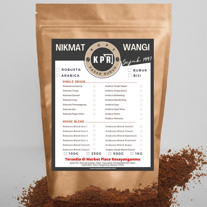 Gambar Kopi Pasar Rubuh - KPR - Arabica Toraja Blend - Bubuk, 100 Gram dari Kopi Pasar Rubuh KPR Kota Tangerang Tokopedia