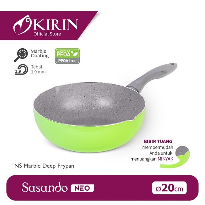 Gambar WAJAN ANTI LENGKET KIRIN/WOK PAN KIRIN SASANDO NEO - 32 CM - DEEP FRY 20 CM dari TOKO JAWA ELECTRIK undefined Tokopedia