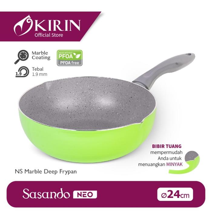 Gambar WAJAN ANTI LENGKET KIRIN/WOK PAN KIRIN SASANDO NEO - 32 CM - DEEP FRY 24 CM dari TOKO JAWA ELECTRIK undefined Tokopedia
