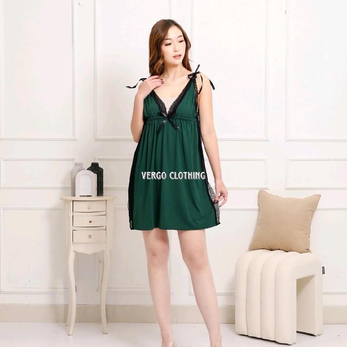 Gambar Vergo - MONALISA Dress Wanita Lingerie Sexy PY 373 Jumbo XXXL LD 140 cm - hijau botol dari VERGO CLOTHING undefined Tokopedia