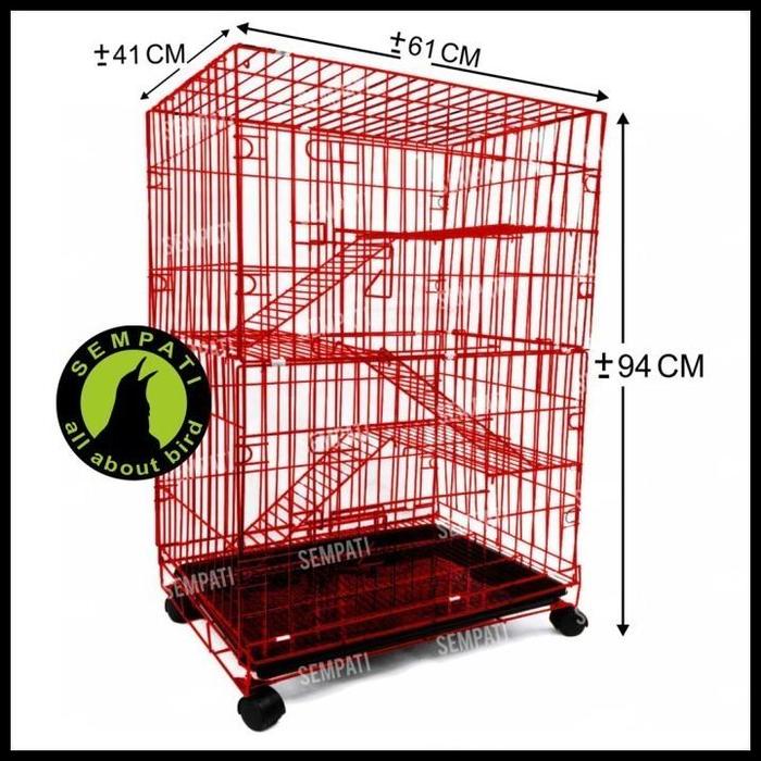 Gambar Kandang Kucing 60 3 Tingkat Kandang Kucing 60X40X90 Size Large Kcg3L Terlaris - MERAH PREMIUM dari Petzone Outlet undefined Tokopedia