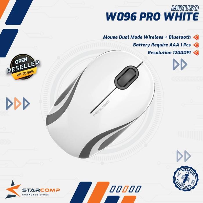 Gambar MIKUSO MOS-W096 Pro Dual Mode Bluetooth+2.4G Wireless Mouse Silent Key - Putih dari Starcomp Solo undefined Tokopedia