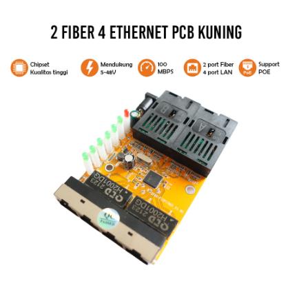 Gambar HTB 2F4E Yellow Media Converter 2 Port FO - 4 Port LAN Support POE - Baru PCB dari By Queena Shop undefined Tokopedia