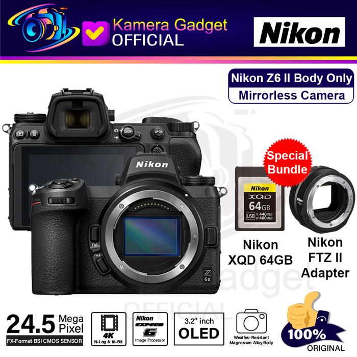 Gambar Nikon Z6 II Nikon Z6II Nikon Z6 Mark II Kit 24-70mm f4 Original - BODY ONLY, PLUS ADAPTER dari Kamera Gadget Official undefined Tokopedia