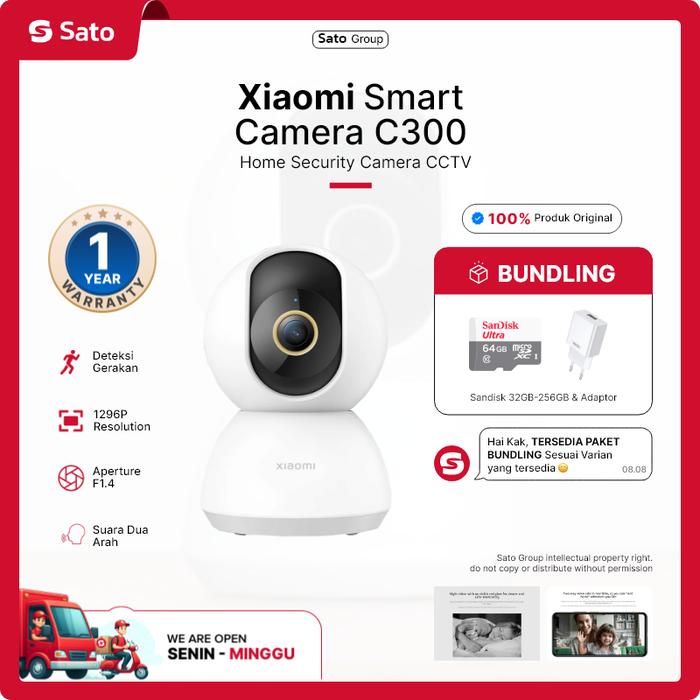 Xiaomi Mi Home Security Camera 360° 1080P AI Human Detection Smart  C300+Adaptor, Camera Only