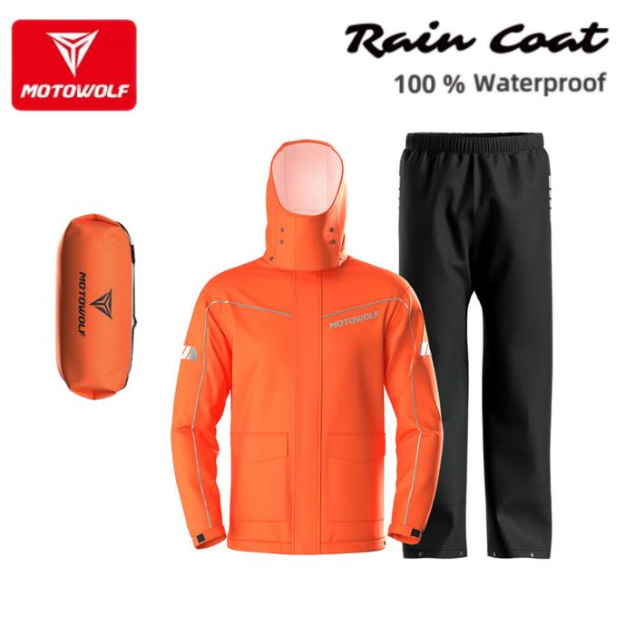 Jas Hujan Sepatu Motowolf Raincoat Waterproof New Version 0403B Premium  Orange, XL