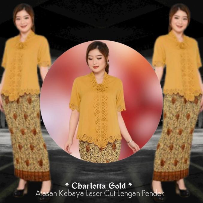 Gambar Atasan Kebaya Encim Modern Katun Laser Import - Aksara - Gold, XL dari Aksara Kencana undefined Tokopedia