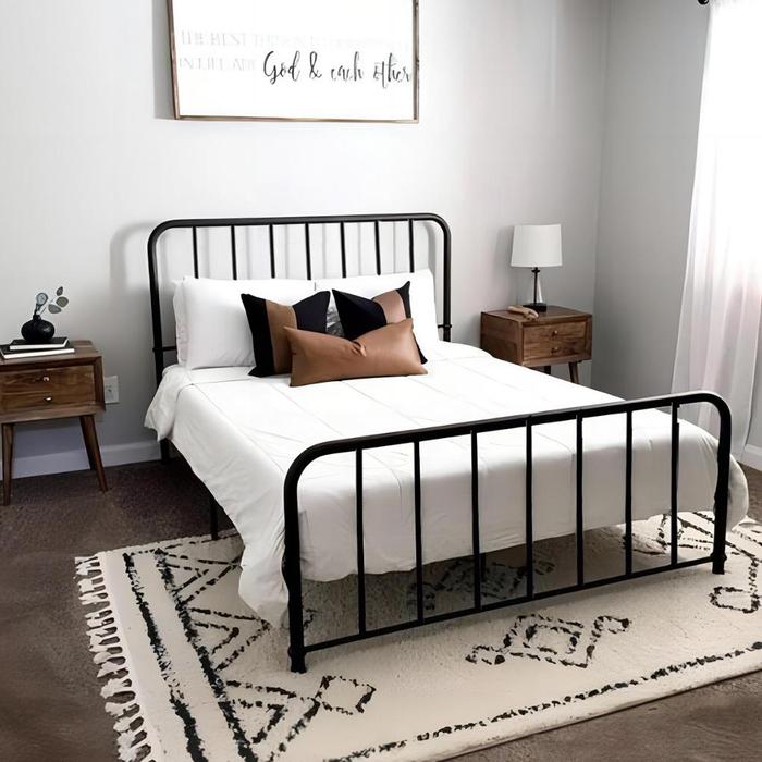 Gambar Tempat Tidur Dipan DIY Box Easy Assembly Ranjang Besi 180*200CM Modern Design Rangka Tempat Tidur - Black, 90*200cm dari BerkahJaya Furniture. undefined Tokopedia