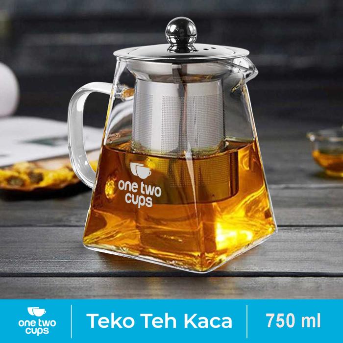 Gambar Teko Teh Kaca Tahan Panas Api Transparan Dengan Saringan Infuser Teapot 350ml / 500ml / 750ml - One Two Cups - 750ml dari Halcyon Houseware undefined Tokopedia