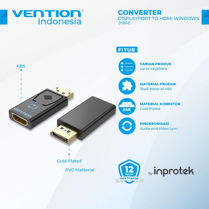 Gambar Vention Converter DisplayPort DP to HDMI Windows HBK HBM - HBM dari Vention Authorized Medan undefined Tokopedia