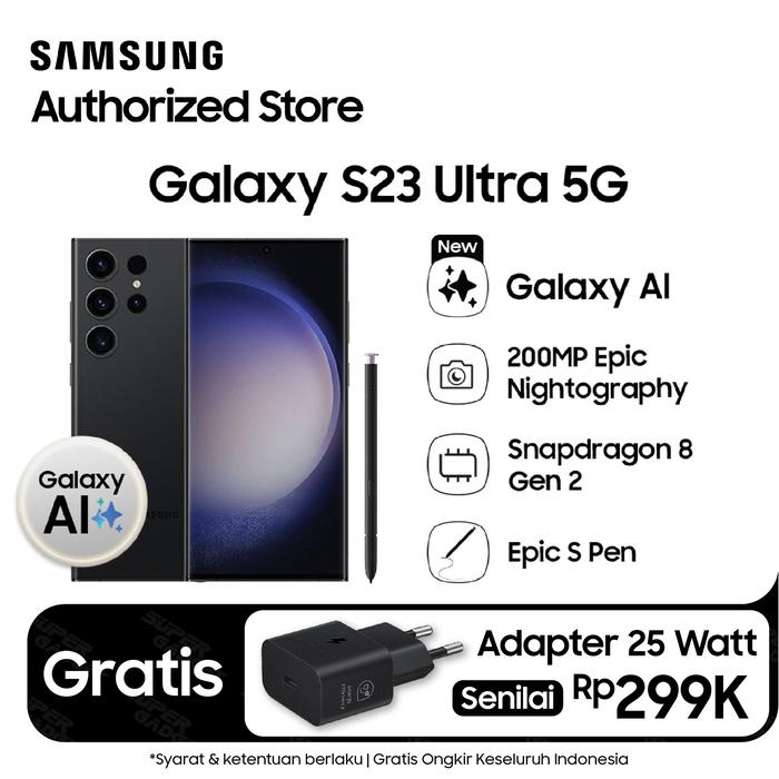 Gambar Samsung Galaxy S23 Ultra 12/256 12/512 GB - Phantom Black, 12/256GB dari SUPER GADGET-SAMSUNG EXCLUSIVE undefined Tokopedia