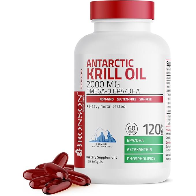 Gambar Bronson Antarctic Krill Omega 3 Fish Oil 2000 mg Antioksidan Jantung Kolestrol Sendi, Astaxanthin, 120 Softgel - Isi 120 dari Jubilee Vita undefined Tokopedia