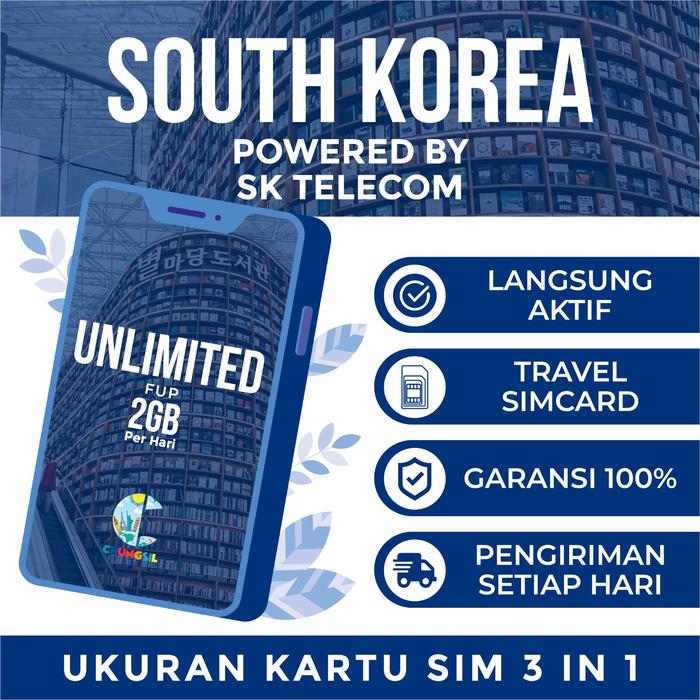 Gambar SIMCARD SOUTH KOREA (FUP 2GB/day) Provider KT 4G Sim card dari Chungsil undefined Tokopedia