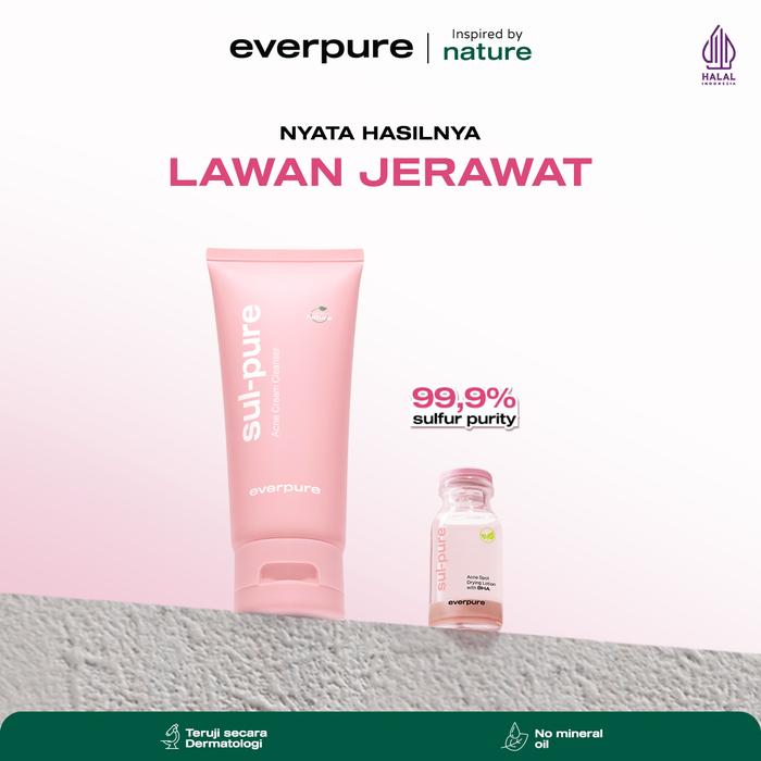 Gambar [Bundling] EVERPURE Sul-Pure Acne Cream Cleanser 60gr+ Acne Spot Drying Lotion 3ml - Paket Sabun Cuci Muka Dan Obat Totol Jerawat Mengeringkan Masalah Jerawat Untuk Kulit Sensitif & Berjerawat Dengan Sulfur & BHA [BPOM] - 10ml, 60gr dari Everpure undefined Tokopedia