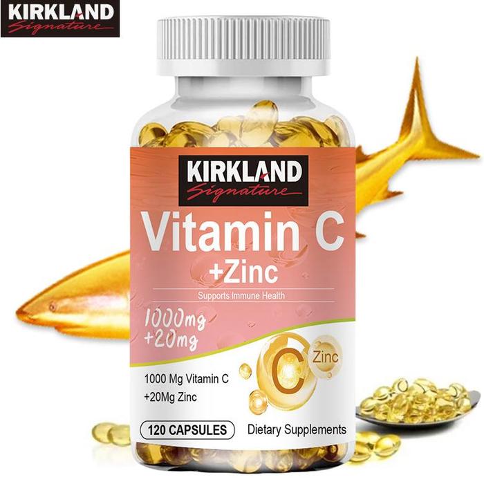 Gambar KIRKLAND VITAMIN C WITH ZINC SULES 1000MG VITAMIN C WITH 20MG ZINC SULE IMMUNE SUPPORT, ENERGY PRODUCTION 120PCS KAPSUL VITAMIN C DENGAN ZINC 1000MG VITAMIN C DENGAN KAPSUL ZINC 20MG DUKUNGAN KEKEBALAN TUBUH, PRODUKSI ENERGI - 1 Bottle/120pcs dari Babe CICI undefined Tokopedia