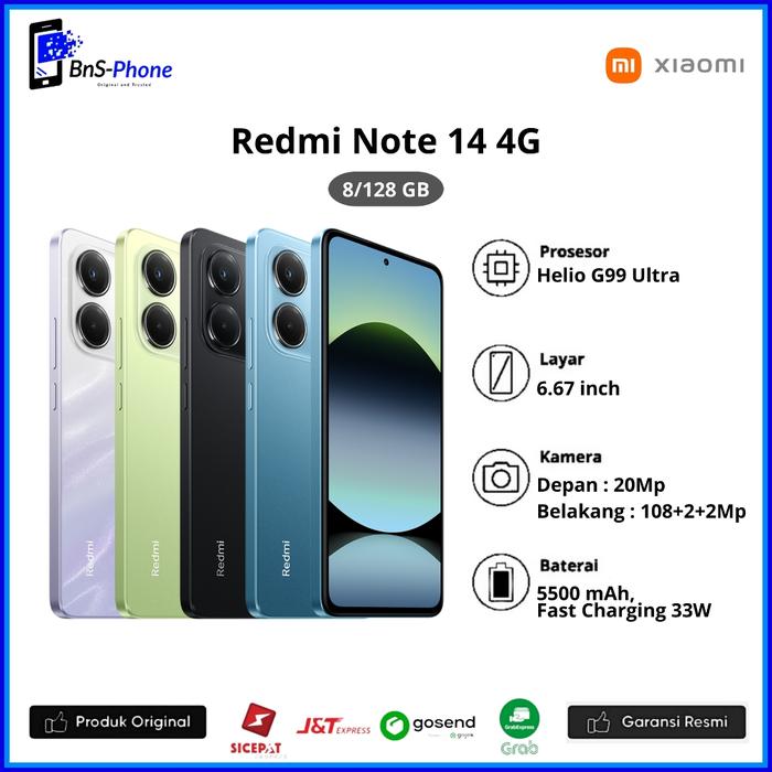 Gambar Redmi Note 14 4G 8/128GB Garansi Resmi - Hijau dari BnS-Phone undefined Tokopedia