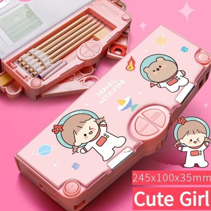Gambar KOTAK PENSIL/TEMPAT PENSIL ALAT TULIS MULTIFUNGSI KARTUN LUCU ANAK - Gadis dari Ardelle Market undefined Tokopedia