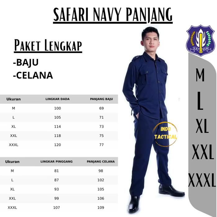 Gambar Seragam Safari Coklat Security Baru Termurah,Safari Satpam Supir MURAH - NAVY PANJANG, XXL dari INDO TACTICAL -NEW- undefined Tokopedia