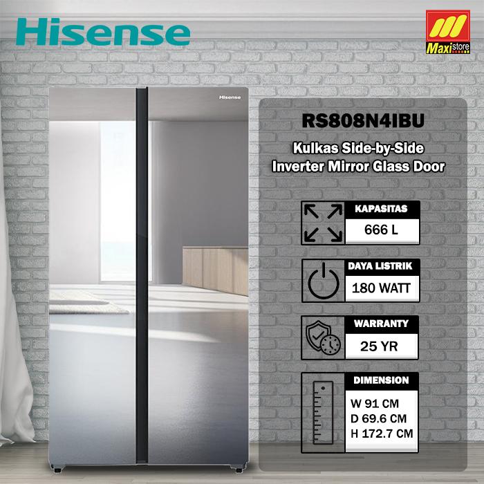 Gambar HISENSE RS808N4IBU Kulkas Side-by-Side [595 L] Inverter Premium Mirror Glass Door dari Maxi Store Makassar undefined Tokopedia