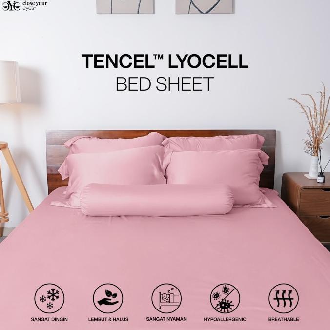 Gambar Sprei Polos Tencel Lyocell 60s Bamboo Fiber Fitted Bed Sheet - Close Your Eyes - Brick Red, 1 SET 200x200cm dari Smart Living Shoppp undefined Tokopedia