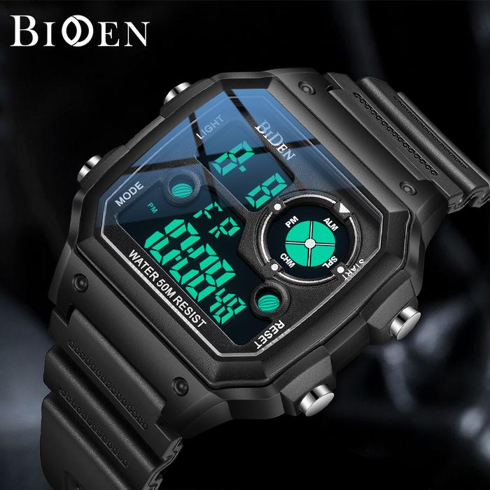 Gambar BIDEN jam tangan digital pria Square Militer Olahraga Kasual Pria - Hitam dari biden watch ID undefined Tokopedia