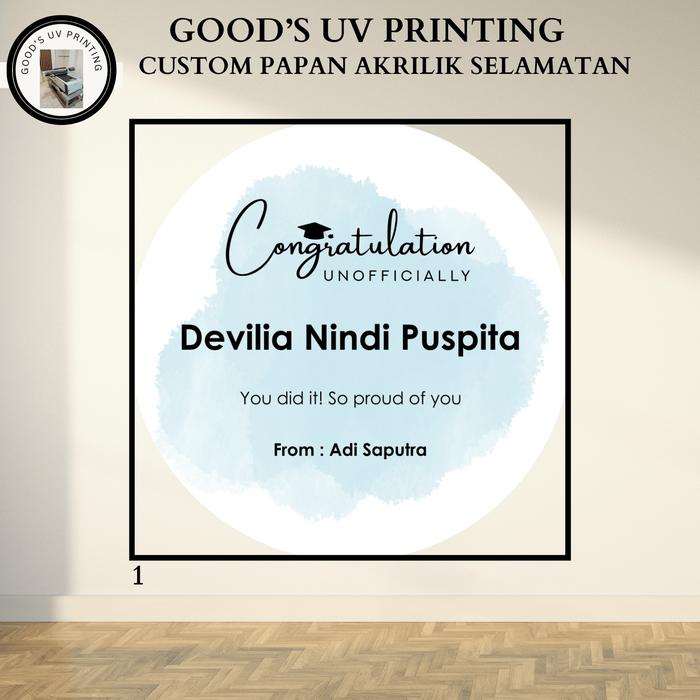 Gambar Papan Bunga Akrilik Custom UV Print | Papan Ucapan Standing Grand Opening, Selamatan | Free Stand kayu - 1, bening dari PRNTIQ UV PRINT undefined Tokopedia