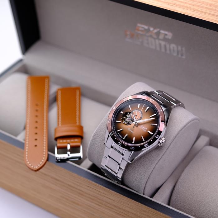 Gambar JAM TANGAN EXPEDITION E6858 / E 6858 PRIA AUTOMATIC STAINLESS STEEL FREE TALI KULIT ORIGINAL / GARANSI RESMI 1 TAHUN - silver brown dari METRO ARLOJI ORIGINAL undefined Tokopedia