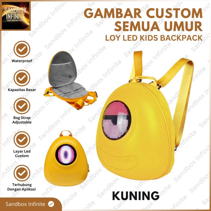 Gambar Loy LED Backpack Kids Hardshell Waterproof I Tas Ransel Anak Modern Waterproof - Kuning dari SANDBOX INFINITE undefined Tokopedia