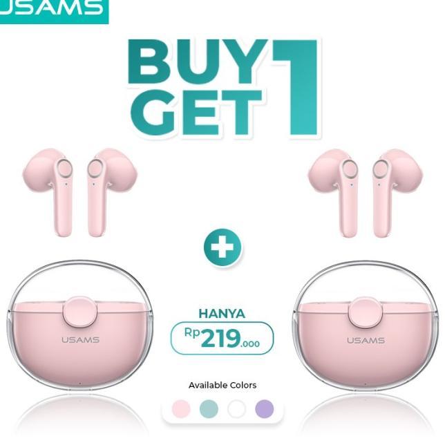 Gambar Usams (Buy 1 Get 1) Tws Earbuds Earphone Bluetooth Terlaris,Termurah,Bergaransi,Dapatkan Sekarang - BU12 Pink dari asep maya undefined Tokopedia