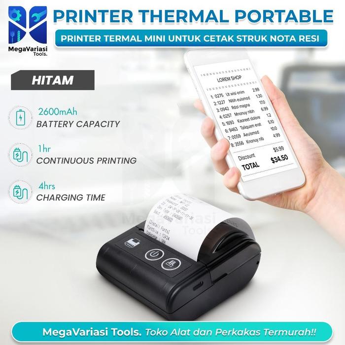 Gambar Printer Thermal Printer Bluetooth Portable Mini Printer Cetak Struk Nota Mini Printer Termal Mini Untuk Cetak Struk Nota Resi Original Termurah Ready - Hitam A dari Bold And Belle undefined Tokopedia
