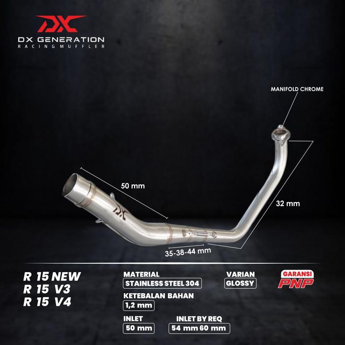 Gambar Knalpot Dx Pro Race Fullsystem R15 Cbr 150 Gsx 150 Fu Vixion New Cb150 - header glossy dari Dxgenerationracing undefined Tokopedia