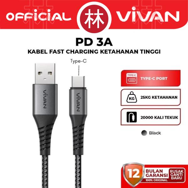 Gambar Vivan VDUAC100 USB-C 3A / VDUAL100 Lightning 2.4A Fast Charging 1M PD QC3.0 Braided Kabel Data Cable - VDUAC Type-C dari Liem Group undefined Tokopedia