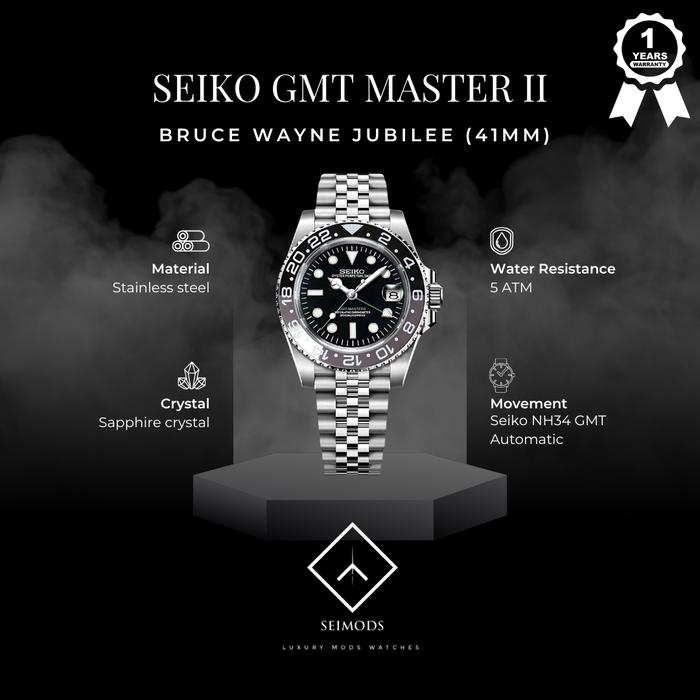 Gambar Jam Tangan Seiko Mod Seikolex GMT Master 2 Bruce Wayne Jubilee NH34 Automatic Watch dari Seimods Luxurology undefined Tokopedia