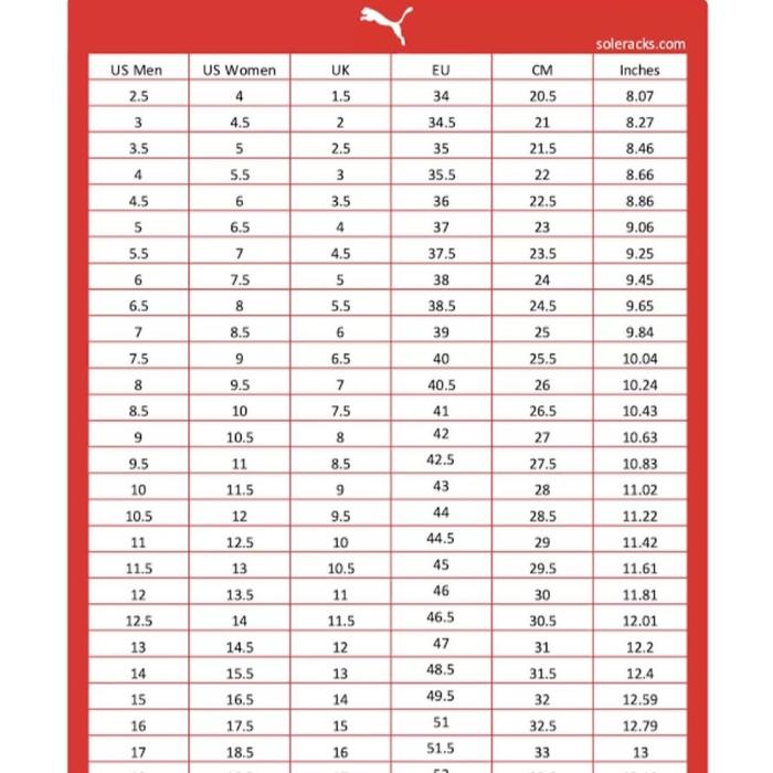 Toddler Puma Shoes Chart Puma Golf Size Chart Puma Cm Puma Men Puma Toddler Shoe  Size